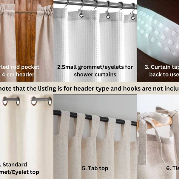 Customize your curtain header - Add on listing, customize curtain top for curtains purchased from Brishty store