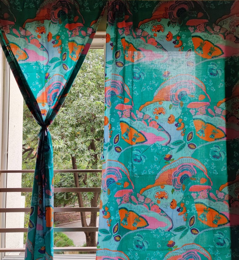 Set of two colorful eclectic boho curtains Bohemian curtains Etsy