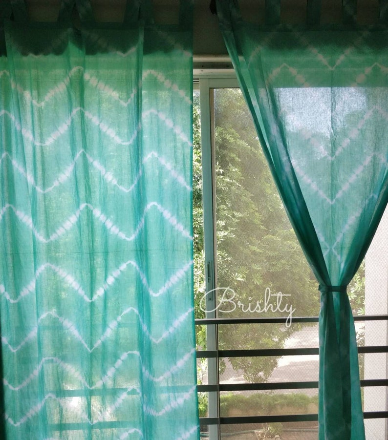 Beach Chic Coastal Curtains Set Of Two Panels Boho Curtains Etsy