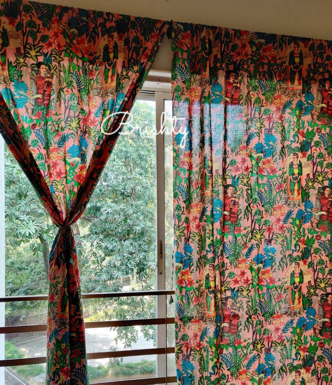 Frida Kahlo Inspired Boho Eclectic Curtain Panels Semi Sheer - Etsy