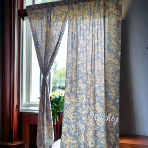 Vintage style minimalist floral curtains, floral silhouette curtains in muted gray beige, fall autumn bedroom semi sheer curtains
