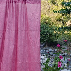 Pink linen cotton blend curtain, pink solid drapes, minimalist decor curtains, living room, bedroom  window curtain, textured drapes