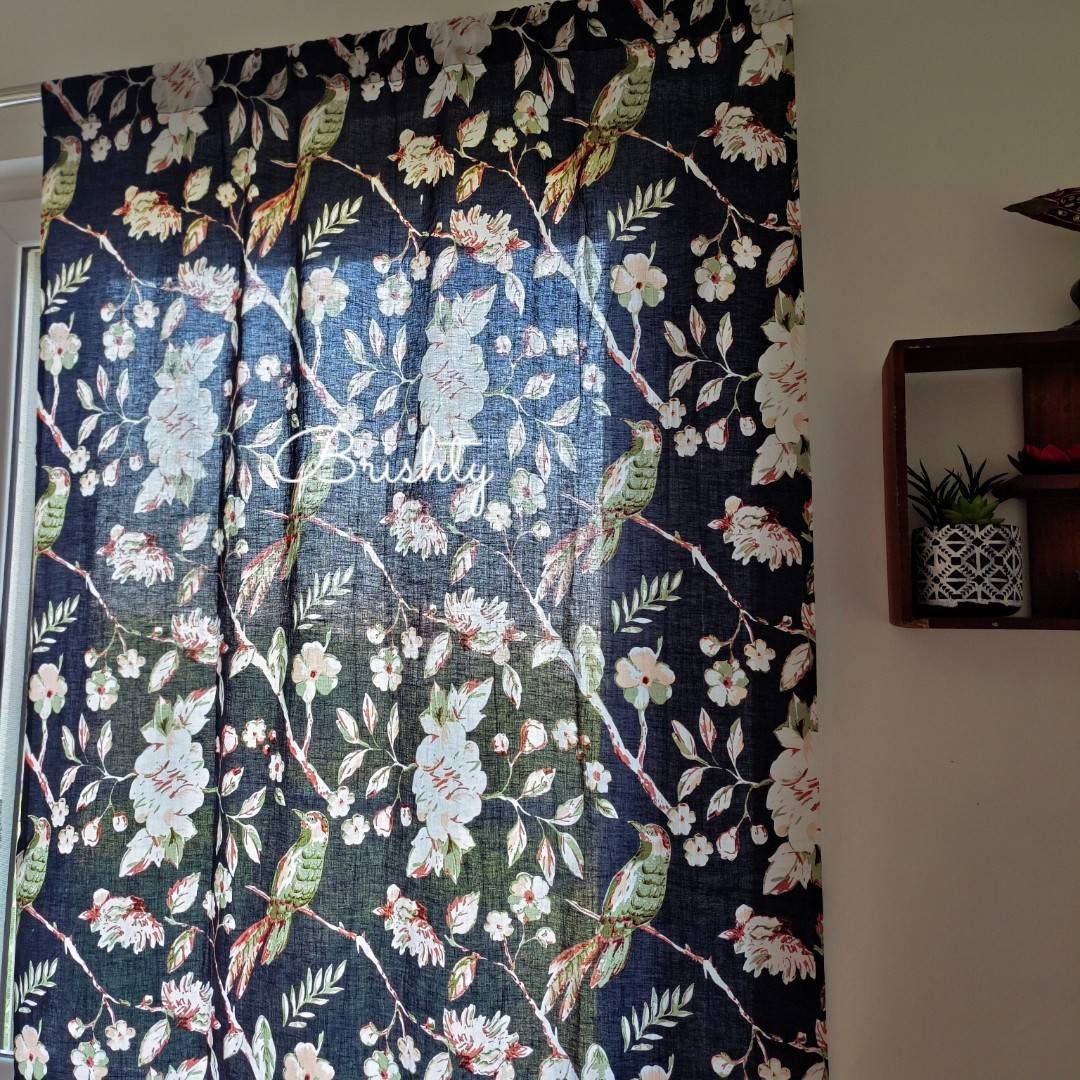 Shabby Chic Cottage Curtains in Vintage Like Floral Print, Semi Sheer ...