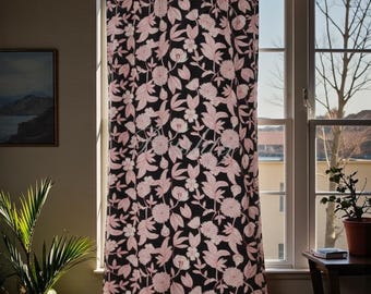 Schwarze Samtvorhänge, schwarze florale Samtvorhänge für Wohnzimmer, Schlafzimmer, können angepasst werden