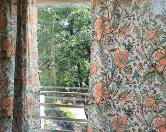 Panneau de rideau à imprimé floral vintage, style cottage bohème