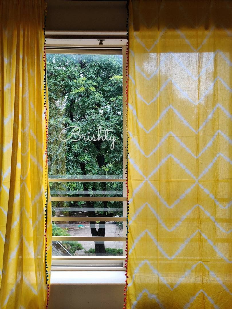 Boho Tie Dye Curtains Zig Zag Curtains in Yellownursery - Etsy
