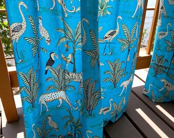 Tropischer Regenwald Boho Vorhänge blau Jungle Panels 2er-Set
