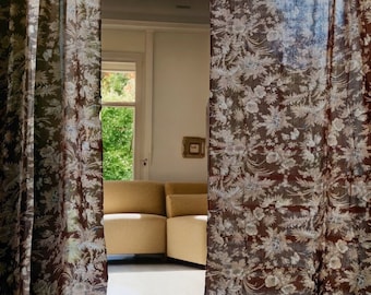 Herbstvorhänge im Vintage-Stil, Vorhänge mit floraler Silhouette, braune halb durchsichtige Herbstvorhänge für das Schlafzimmer, können an Verdunkelungsvorhänge angepasst werden