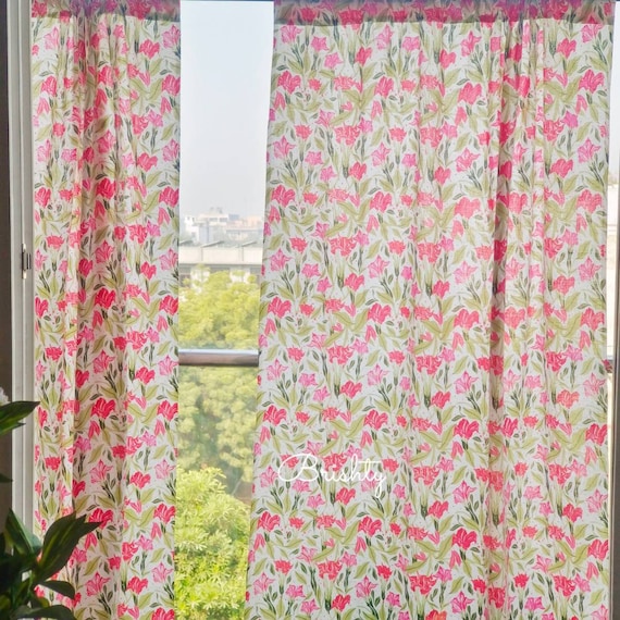 Pink and 2024 green curtains