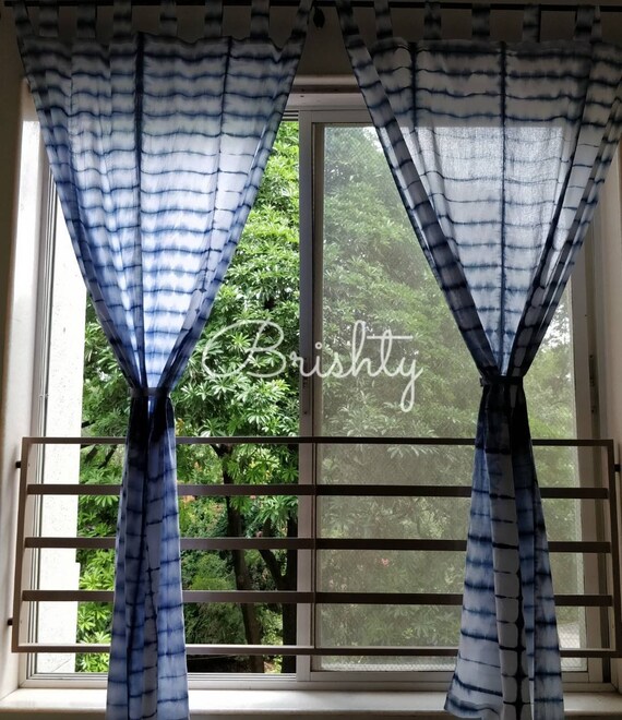 Zwei Panels Krawatte Farbstoff Indigo Shibori Vorhange Boho Etsy