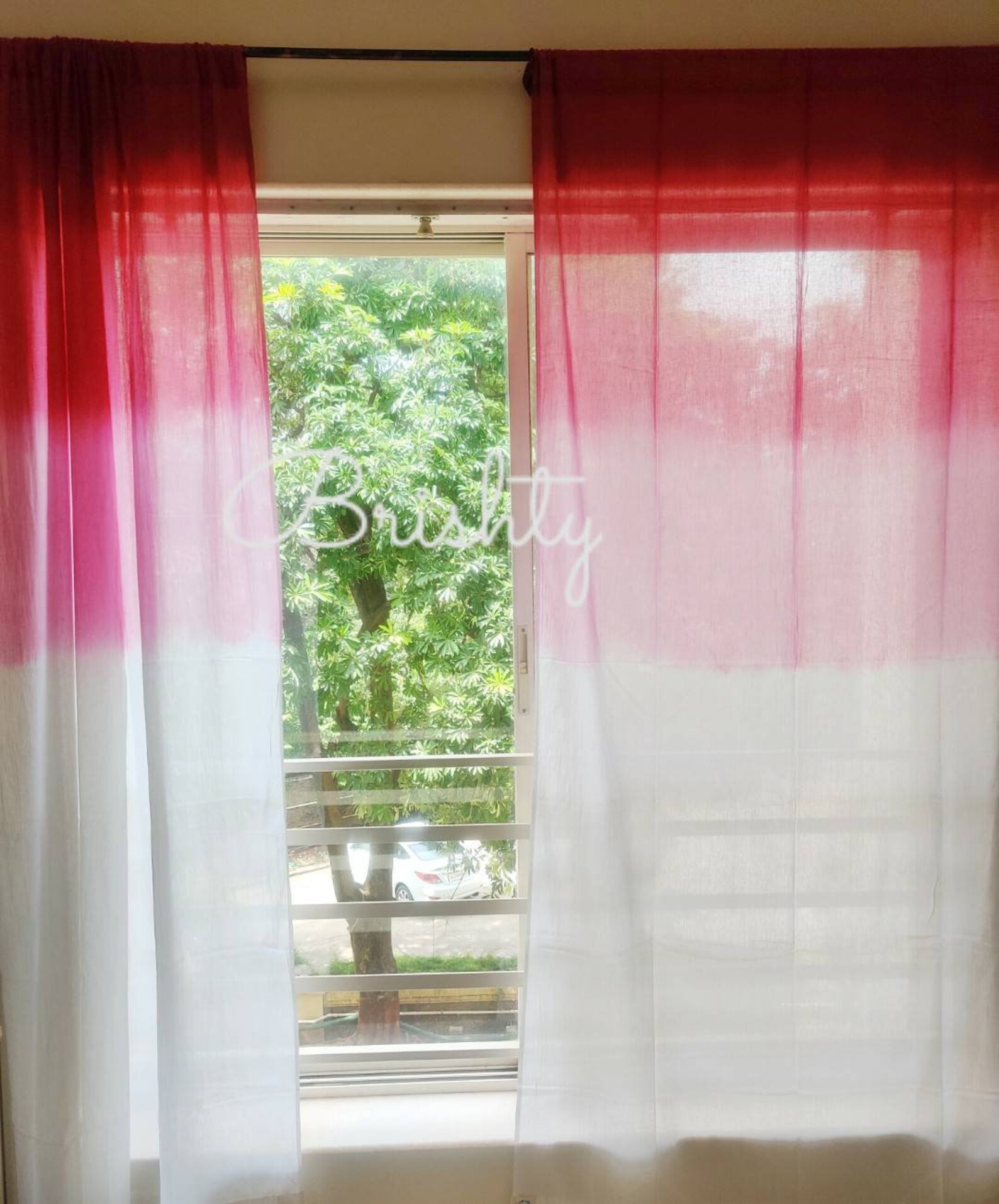 Pink and White Ombre Curtain Pink Gradient Sheer Breezy Etsy