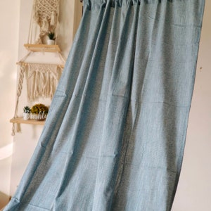 Light blue linen cotton blend curtain, light blue textured solid drapes, minimalist decor curtains, living room bedroom scandi decor panels
