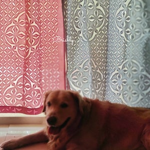 Blush pink and gray applique sheer curtain panels, pastel curtains, beach curtain,pastel pink curtains, wedding curtains, applique drapes