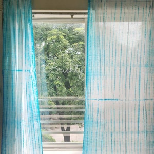 CLEARANCE SALE - Turquoise Tie Dye curtain panels, Bohemian curtains, Boho decor, Beach curtains, boho curtains, coastal curtain decor,