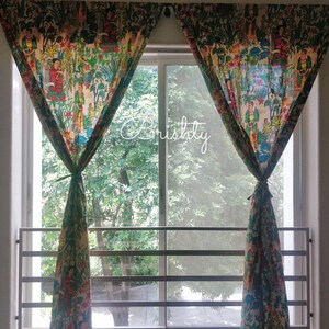 Frida Kahlo boho curtains TWO PANELS, eclectic boho curtains, Frida curtains, boho decor, boho home decor gifts, Frida housewarming gift image 3