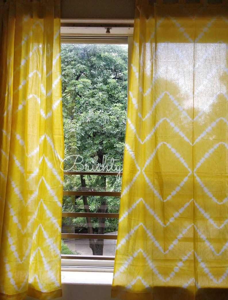 Boho Tie Dye Curtains Zig Zag Curtains In Yellownursery Etsy
