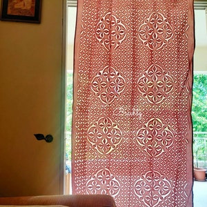 Blush pink applique cut work curtain panel, pastel curtain,pastel pink curtains, wedding curtain, applique drapes, minimal decor
