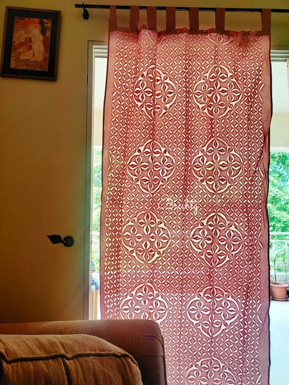 Panel de cortina transparente de apliques rosa cortina - Etsy