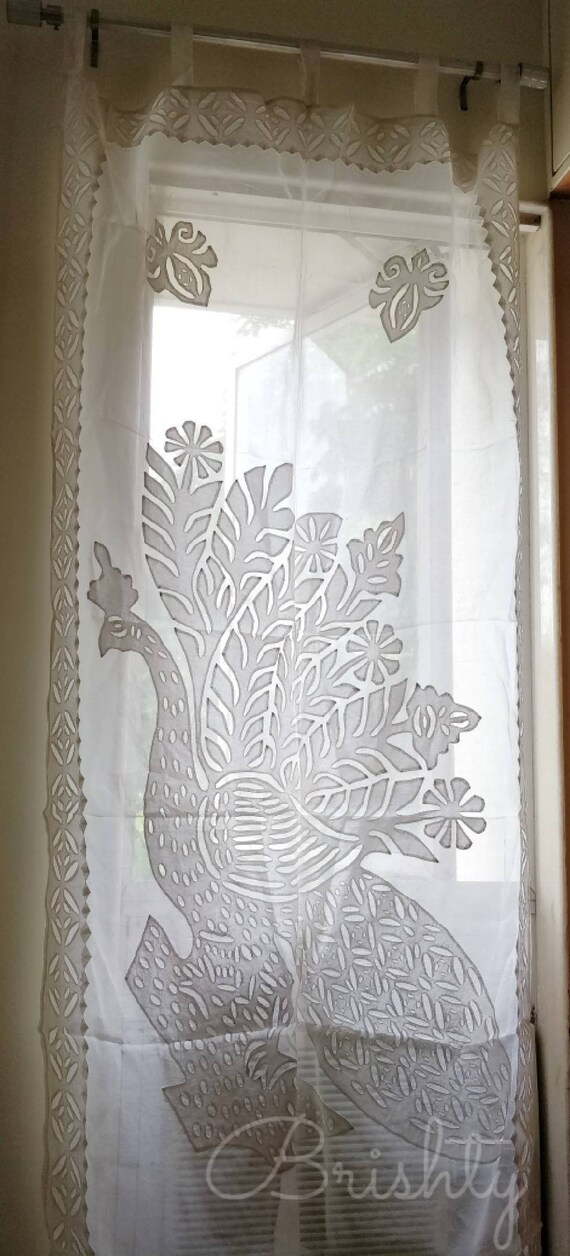 Weisse Schiere Vorhang Schiere Vorhang Panel Pfau Vorhang Etsy