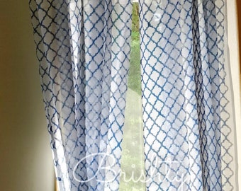 SET OF TWO block printed curtains, Bohemian curtains, Boho decor, Beach curtains, Blue and white curtains, curtains, indigo curtain, drape