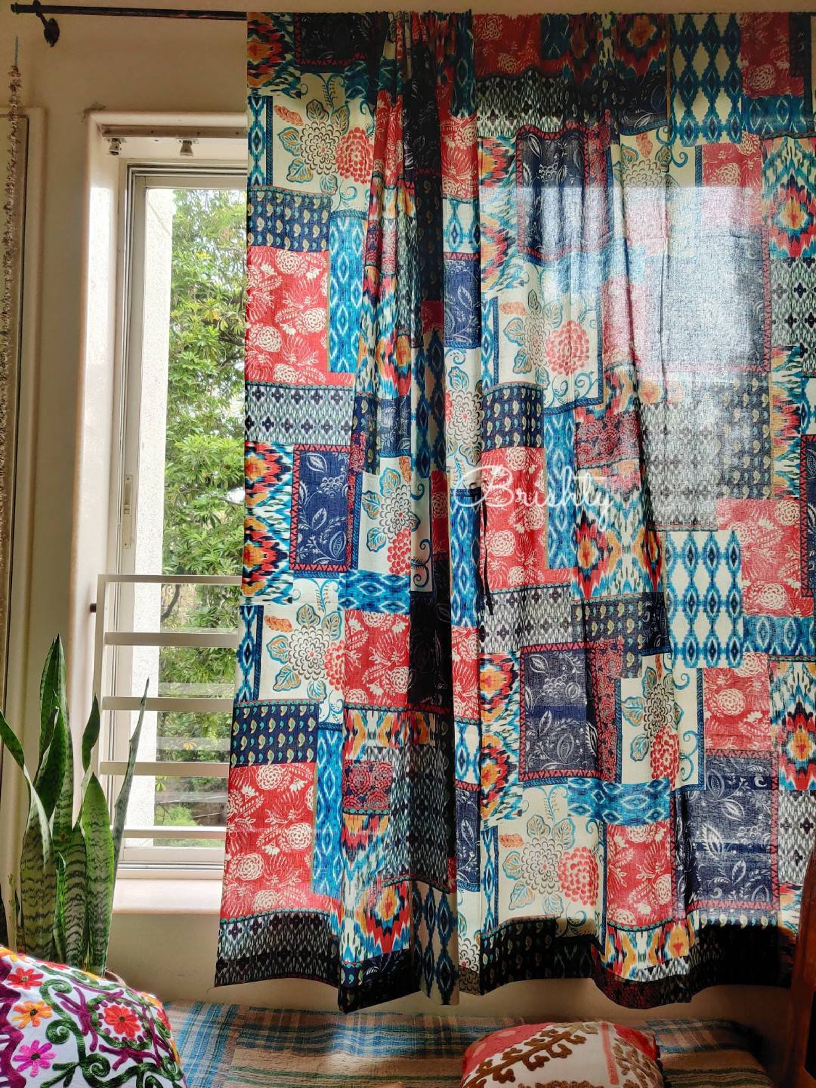 Colorful Eclectic Boho Curtains Set of Two Panels Colorful - Etsy