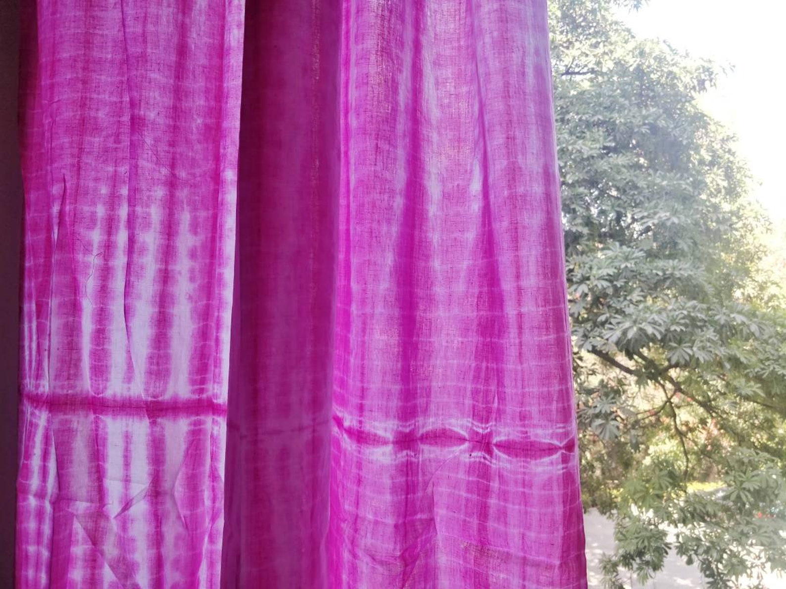 Pink Tie Dye Shibori Boho Curtains Bohemian Curtains Boho Etsy