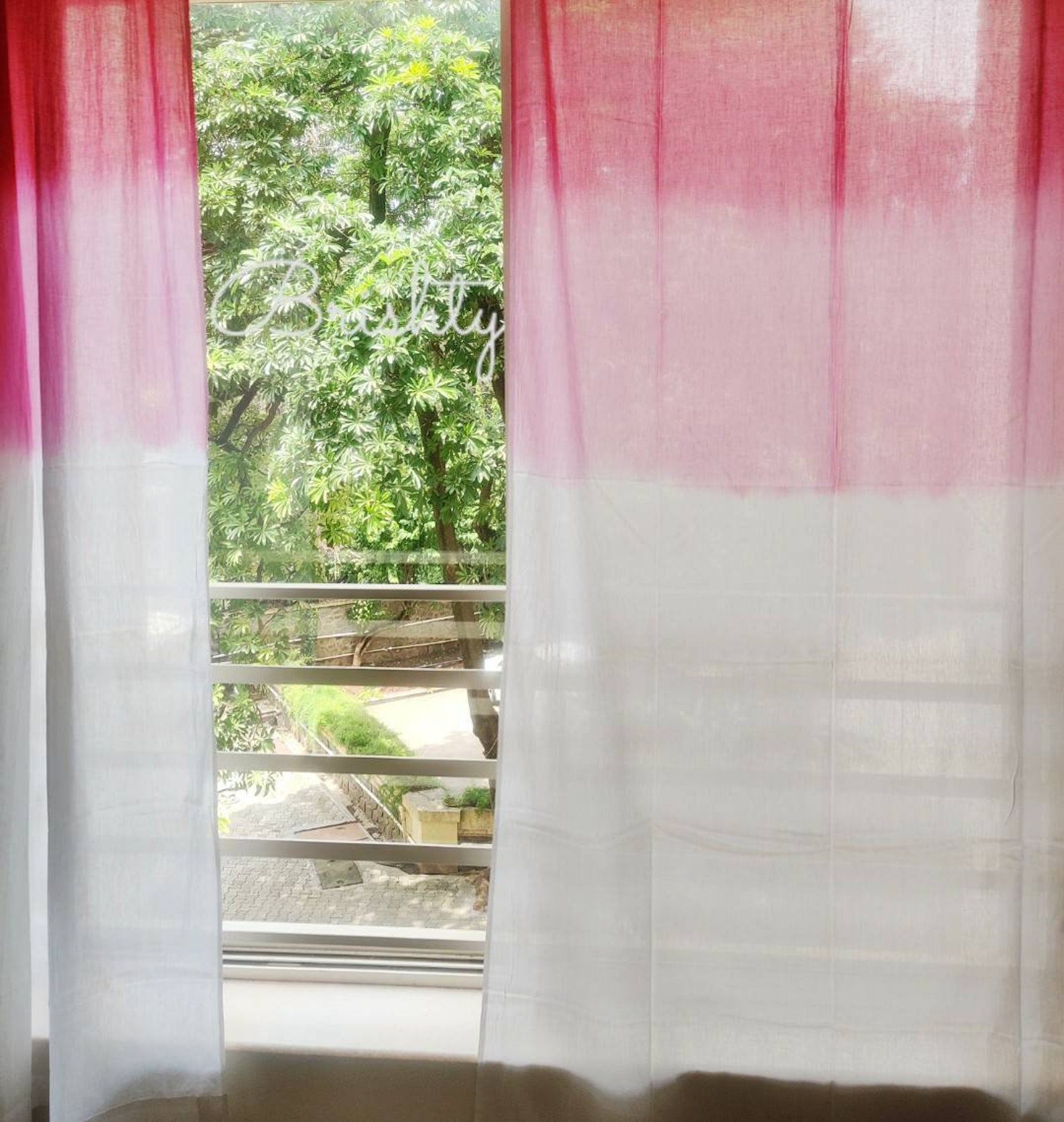 Pink and White Ombre Curtain Panels Breezy Coastal Home Etsy
