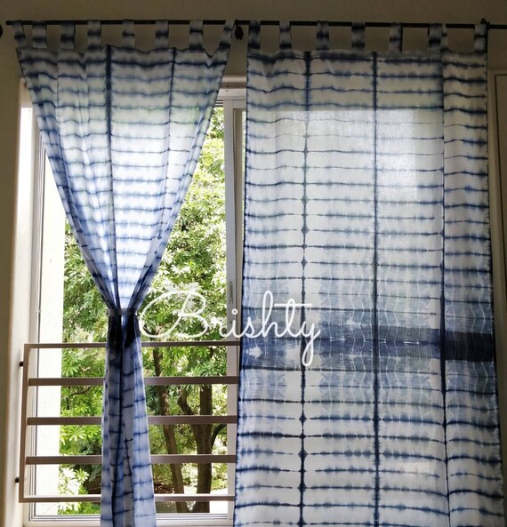 Zwei Panels Krawatte Farbstoff Indigo Shibori Vorhange Boho Etsy