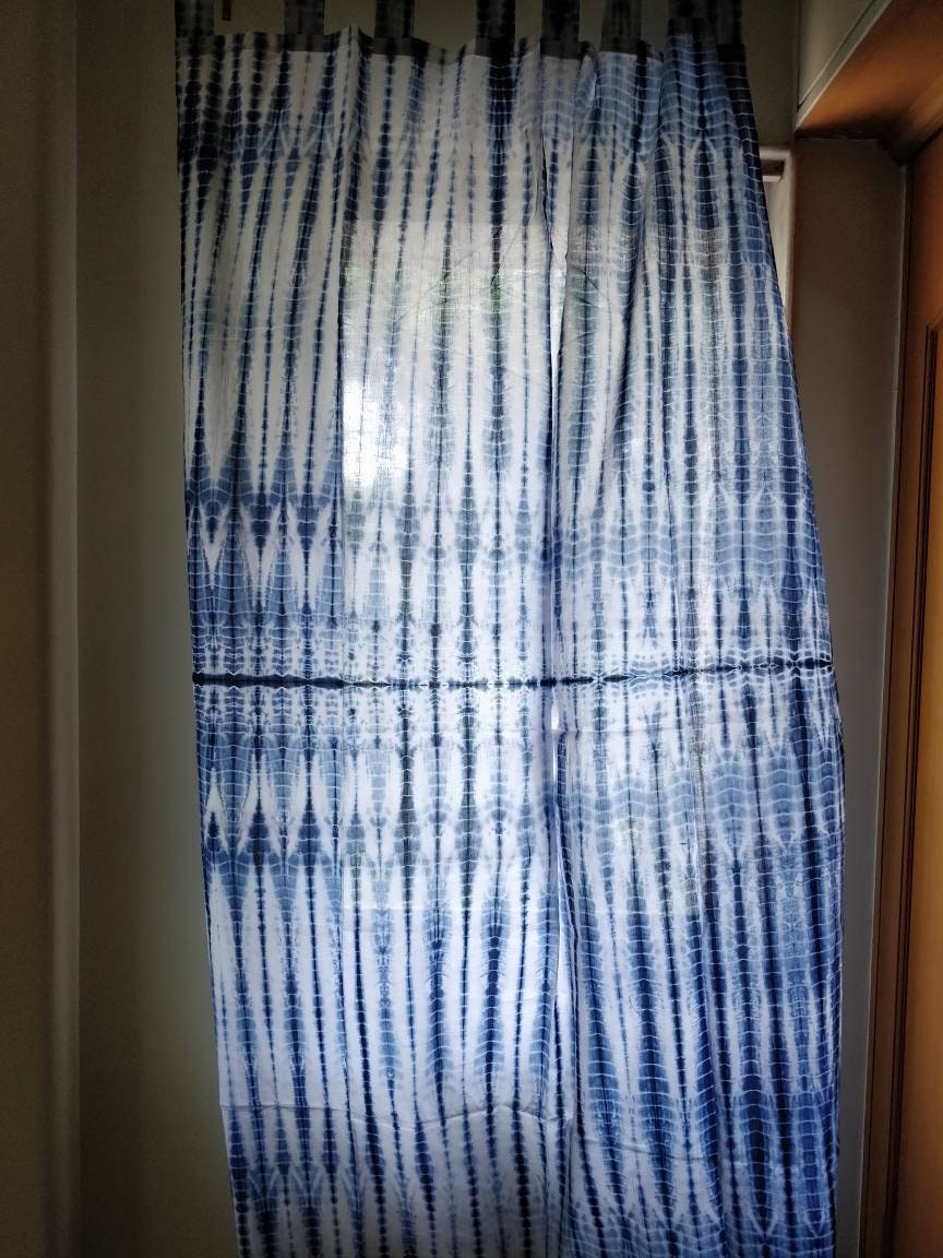 Boho Tie Dye Indigo Shibori Curtains Bohemian Curtains Boho | Etsy
