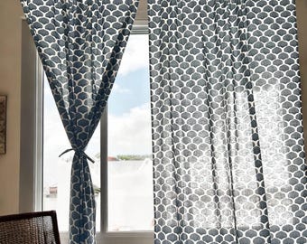 Graue und weiße halb schiere Muschel bedruckte Baumwollvorhänge für Wohnzimmer, Schlafzimmer, Küche, können besonders angefertigt werden, graue Küstenvorhänge