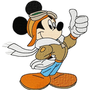PILOT MICKEY - Single Machine Embroidery Design for 4x4&quot; hoop in 8 formats **Read Description**