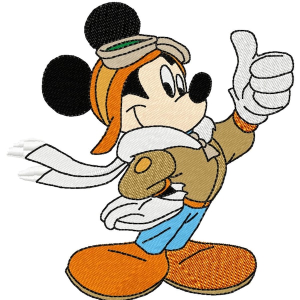 PILOT MICKEY - Single Machine Embroidery Design for 4x4" hoop in 8 formats **Read Description**