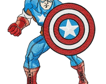 CAPTAIN AMERICA - Single Machine Embroidery Design for 5x7&quot; hoop in 8 formats **Read Description**