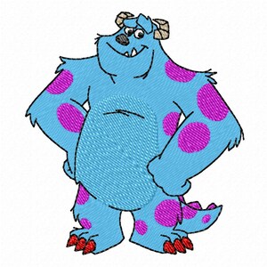 May include: A blue monster with purple spots and red claws. The monster is smiling and has a friendly expression.