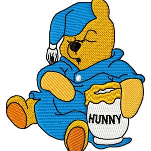 SLEEPY POOH - Single Machine Embroidery Design for 4x4" hoop in 8 formats **Read Description**