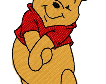 BASHFUL POOH - Single Machine Embroidery Design for 4x4" hoop in 8 formats **Read Description**