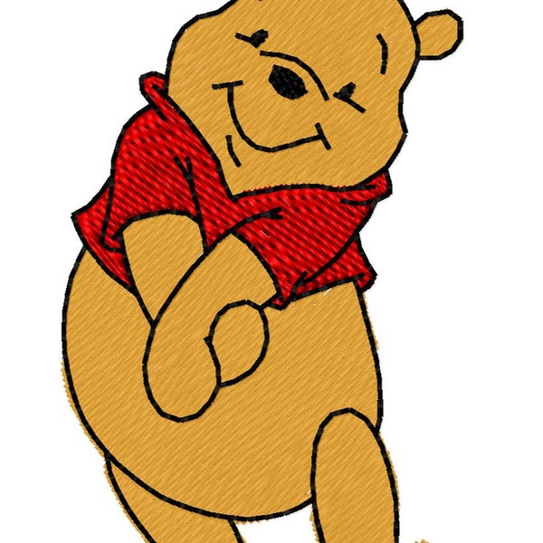 BASHFUL POOH - Single Machine Embroidery Design for 4x4" hoop in 8 formats **Read Description**