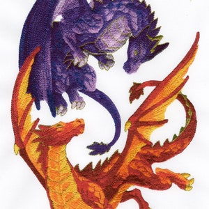 DEUX DRAGONS - un seul motif de broderie Machine pour cerceau de 6 x 10&quot; en 7 formats **Lire la description**