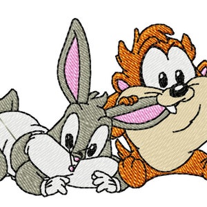 BABY BUGS BUNNY & Taz - Ricamo a macchina singolo per telaio 4x4" in 8 formati **Leggi la descrizione**