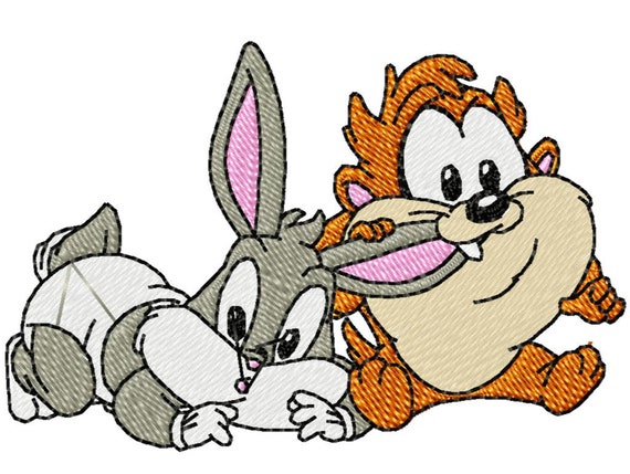 Baby BUGS BUNNY TAZ Single Machine Embroidery Design for 4x4