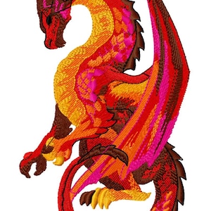 DRAGON TOO - Single Machine Embroidery Design for 5x7&quot; hoop in 8 formats **Read Description**