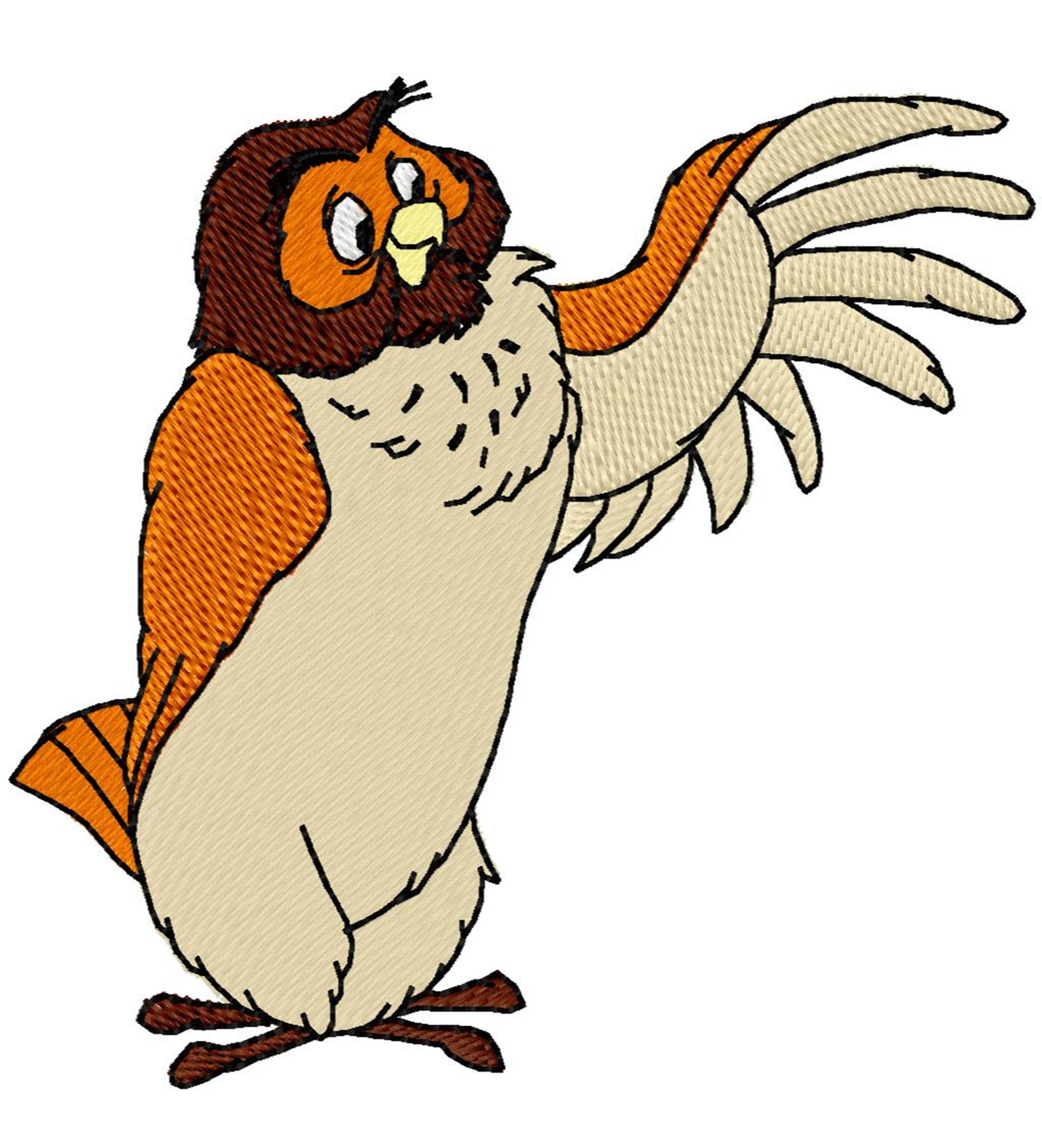 OWL - WINNIE The POOH - Single Machine Embroidery Design for 4x4 Hoop (Digital Download)