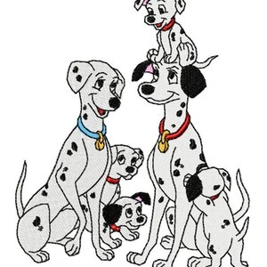 FAMILLE DES 101 DALMATIENS - un seul motif de broderie Machine pour cerceau de 5 x 7 po. en 8 formats **Lire la description**