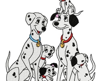 101 DALMATIANS FAMILY - Single Machine Embroidery Design for 5x7&quot; hoop in 8 formats **Read Description**
