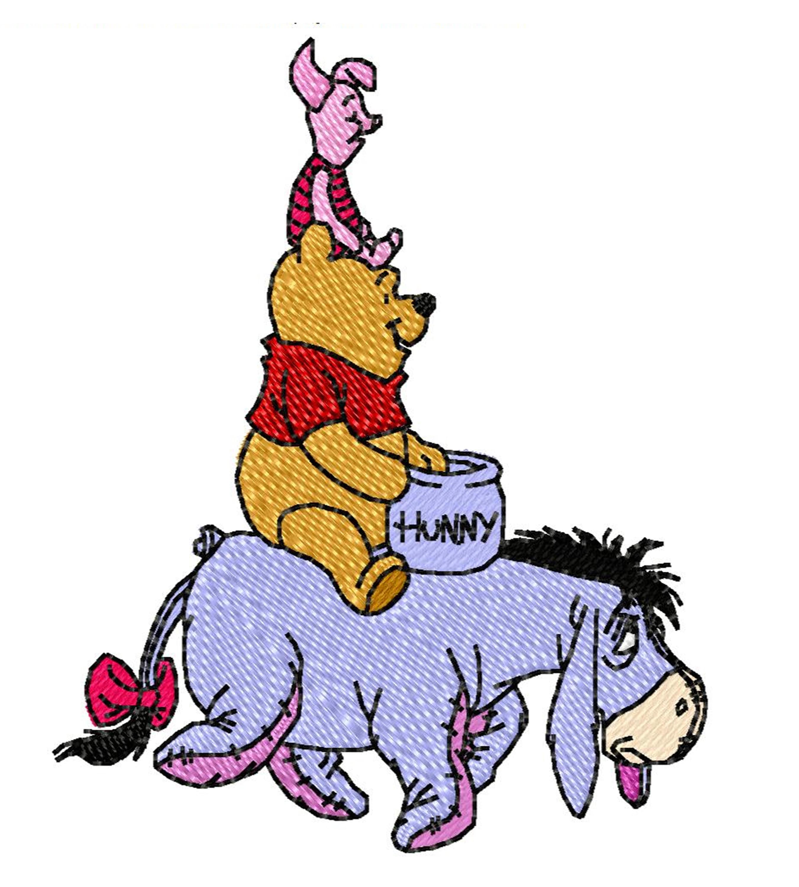 POOH, PIGLET & EEYORE - Single Machine Embroidery Design for 4x4