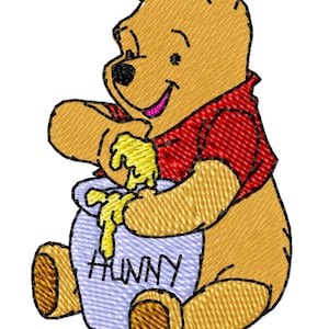 Honey Pot Winnie the Pooh Machine Embroidery Applique and Fill Stitch  Designs INSTANT DOWNLOAD 