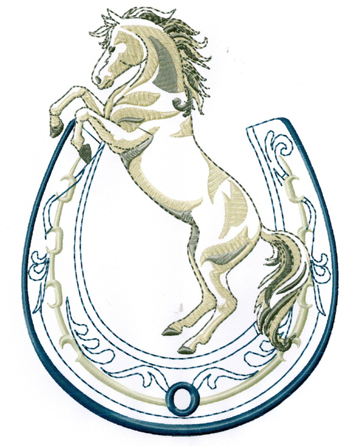 HORSE WITH HORSESHOE Machine Embroidery Design Etsy