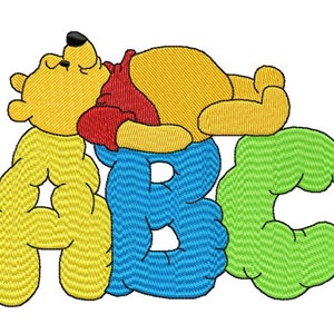 ABC POOH - Single Machine Embroidery Design for 5x7" hoop in 8 formats **Read Description**