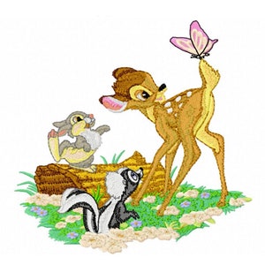 Grand BAMBI & FRIENDS - un seul motif de broderie Machine pour cerceau de 6 x 10" en 7 formats **Lire la description**