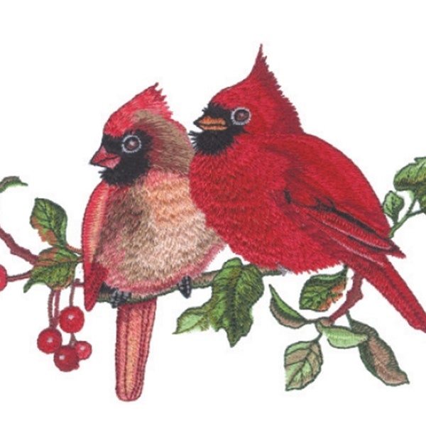 CARDINALS - Single Machine Embroidery Design for 5x7" hoop in 7 formats **Read Description**